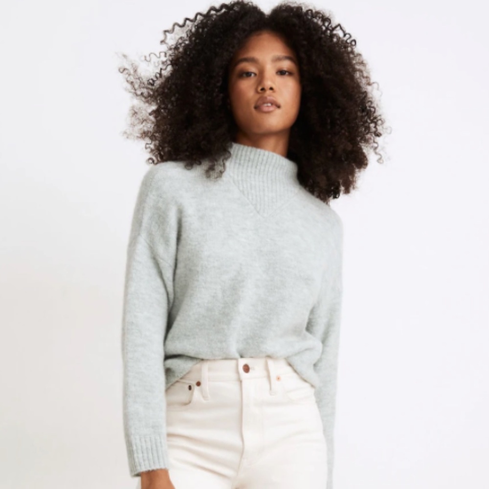 Madewell Dillon Mockneck Pullover Sweater in Heather Mint size Small